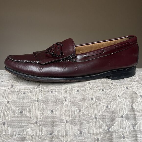 GH Bass & Co. Weejuns Layton Burgundy Leather Tassle Loafers Men’s Size 11 D - Picture 3 of 16